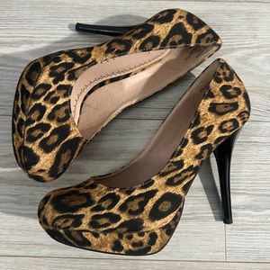 (New) Leopard Platform Stiletto  Heel Pumps, Size 8